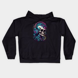 Skull with headphones Kids Hoodie